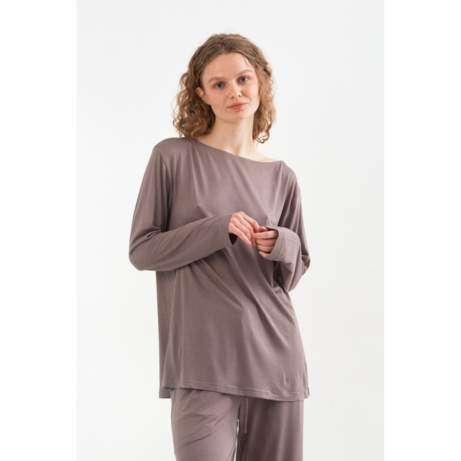 Домашняя одежда футболка long sleeve Penelope - Baily vizon темно-бежевый S