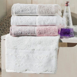 Полотенце бамбуковое Maxstyle - Dantela белое 50*90, , 4