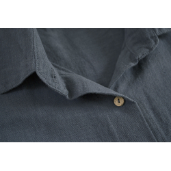 Домашняя длинная рубашка со льна Lotus Home - Bruma синий XL, , 9
