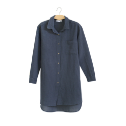 Домашняя длинная рубашка со льна Lotus Home - Bruma синий XL, , 10