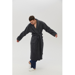 Халат unisex Lotus Home - Bold New Microcotton antrasit махровый S, , 5
