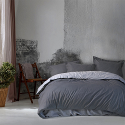 Постельное белье сатин premium Lotus Home - Basic светло-серый семейный, , 3