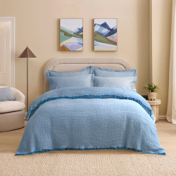 Покрывало Lotus Home - Larna muslin blue 160*200, , 3