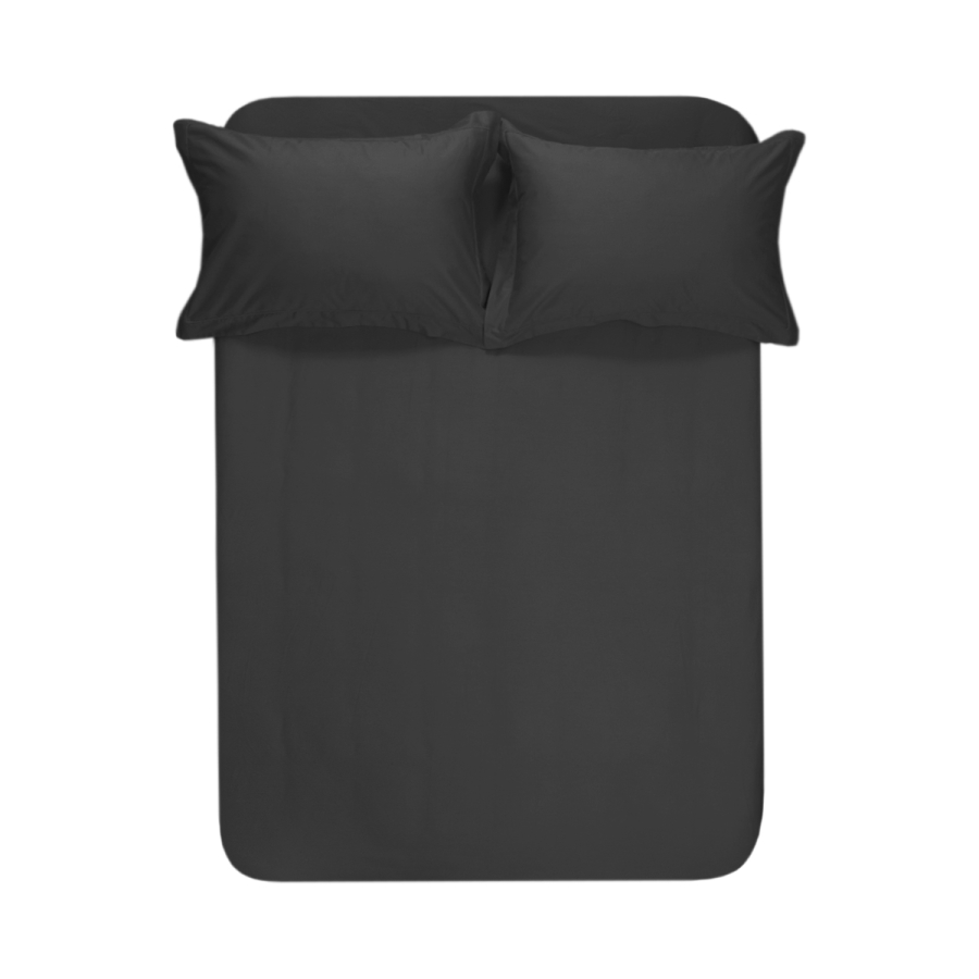 Простынь на резинке с наволочками сатин Lotus Home - Dakota Modern антрацит 180*200+50*70 (2