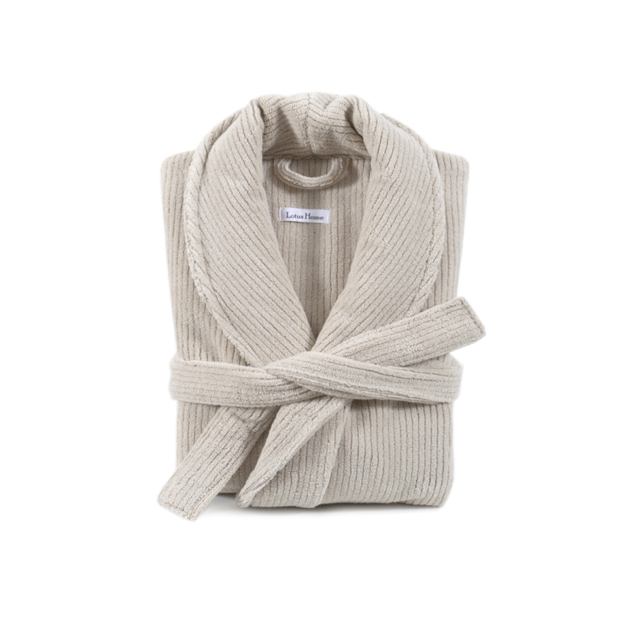 Халат unisex Lotus Home - Bold New Microcotton beige махровый S