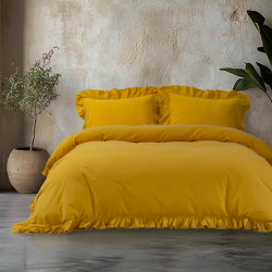 Постельное белье Lotus Home Washed cotton - Kansas fly горчичный евро, , 3