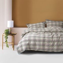Постельное белье Lotus Home - Checked Madras серый семейный, , 3