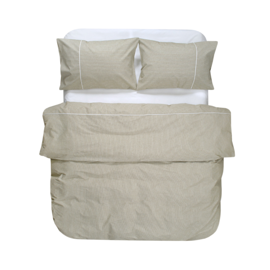 Постельное белье Lotus Home - Premium Percale Stripe хаки семейный
