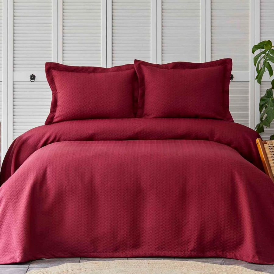 Покрывало с наволочкой Karaca Home - Charm bold bordo бордовый 160*240 полуторный
