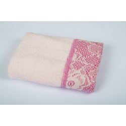Полотенце Romeo Soft - Croсhet светло-розовый с розовым кружевом 50*90, , 2